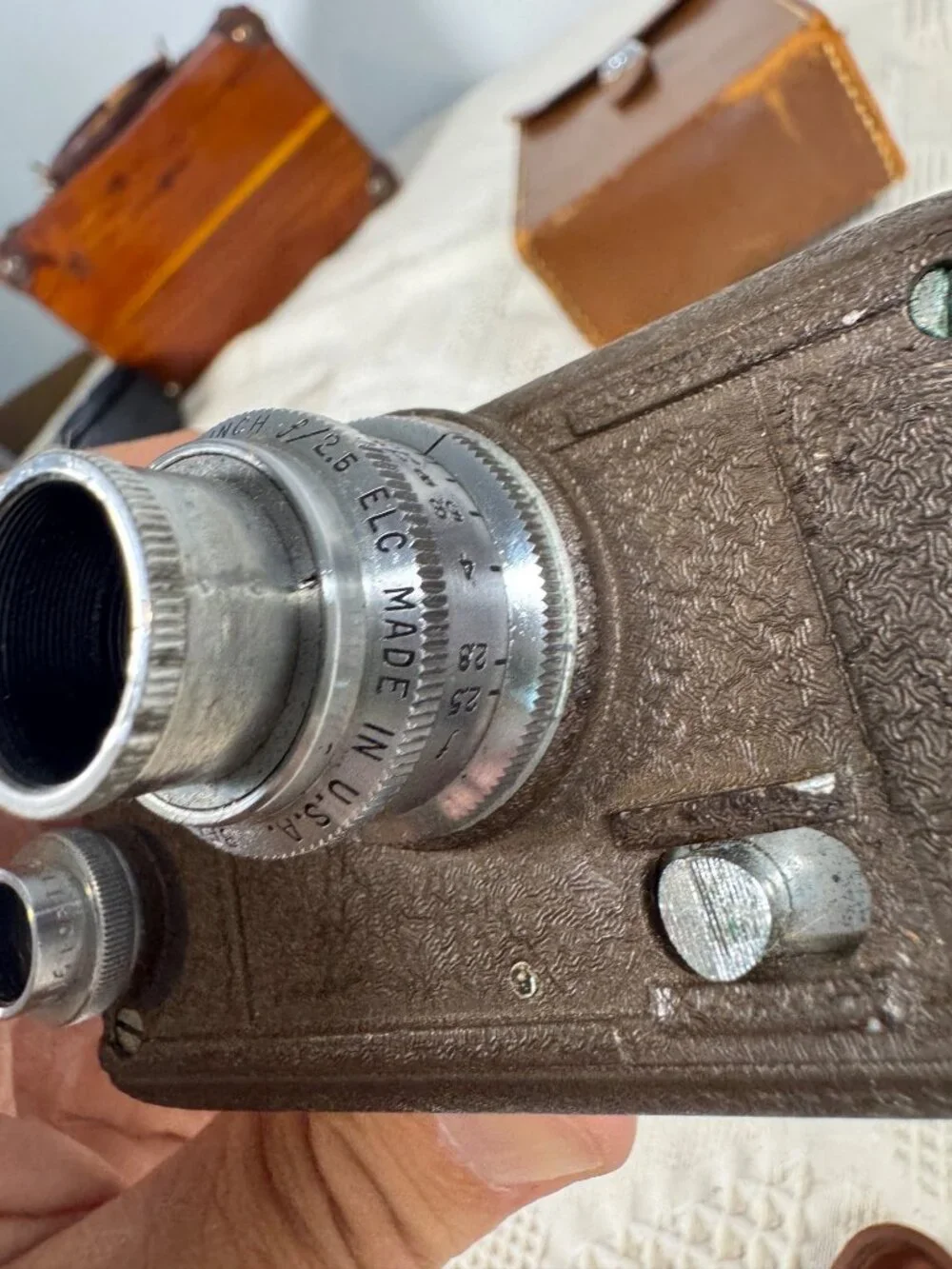 Vintage Bell and Howell Filmo Auto Load 8mm Movie Camera With Brown Leather Case